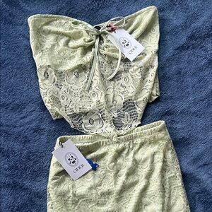 Cider Light Green Lace Top